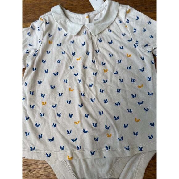 NWT Gap Squirrel Print Collared Bodysuit Size 12-18 Months - Picture 2 of 4